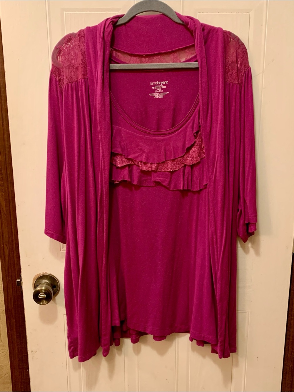 Lane Bryant Plum Purple 2pc Set Ruffle Lace Tank & Cardigan Size 18/20